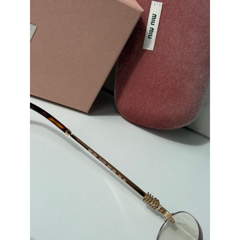 NEW Miu Miu MUA54S 5AK08N Bluelight Oval Sunglasses in Gold - Picture 8 of 8